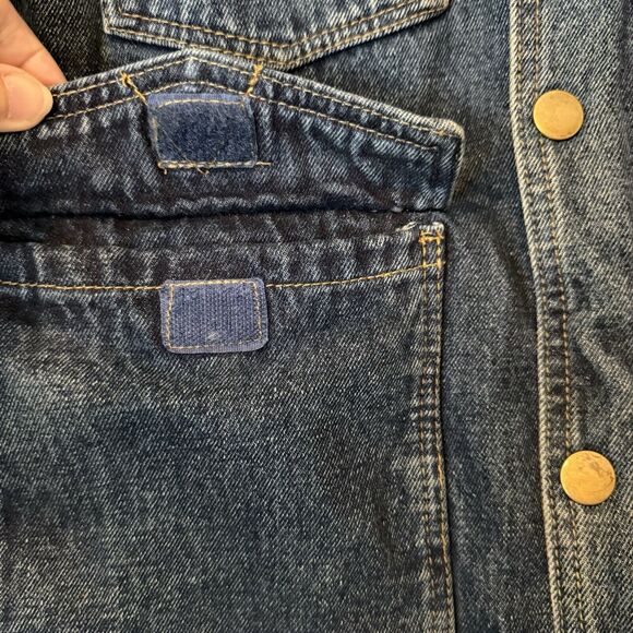 VTG Wrangler Chore Coat Mens Small Denim Sherpa Lined Barn Jacket Pockets Heavy - Picture 4 of 16